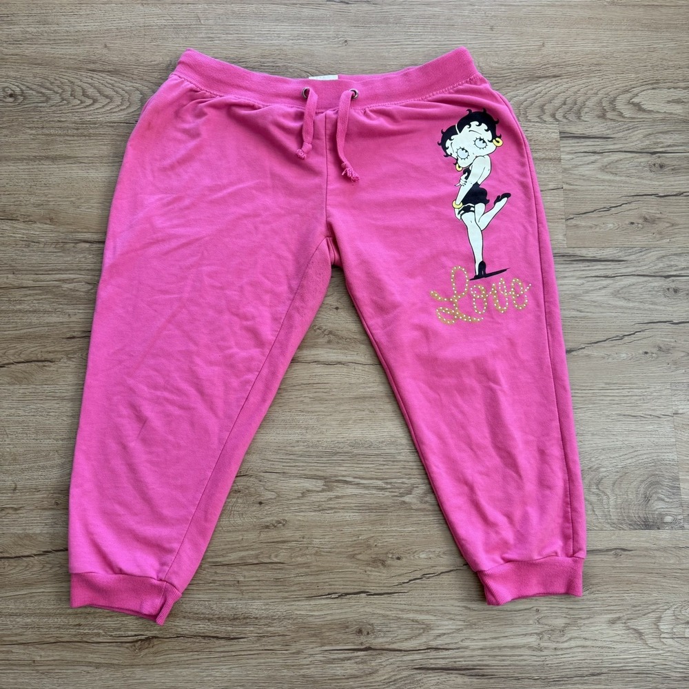 Betty Boop Fleece Joggers XL Womens‎ Large Graphic Pink